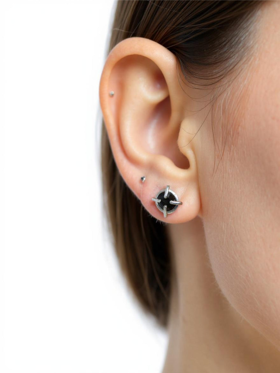 Collar y Aretes en Plata con Zirconias Negras
