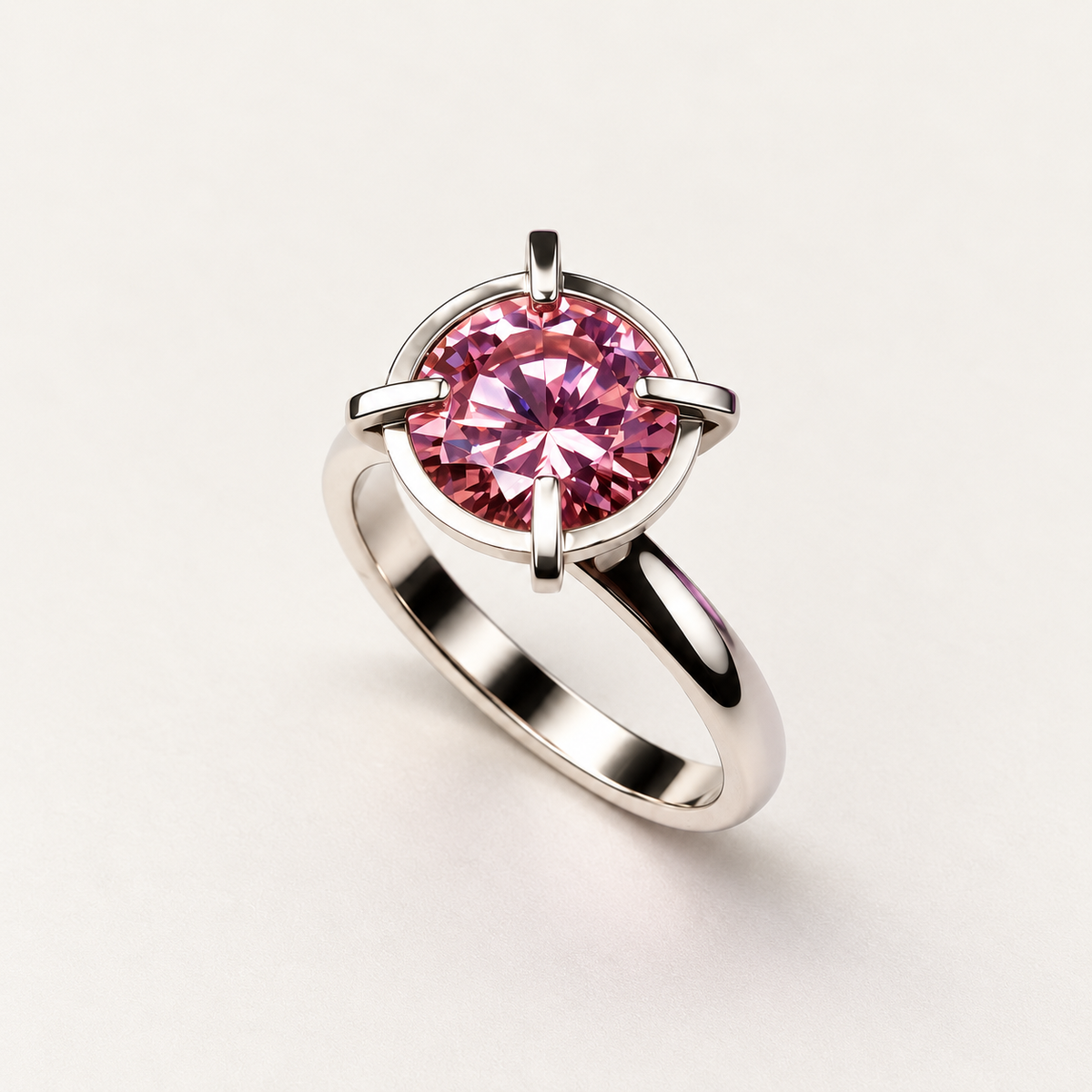 The Big Pink — Anillo de Autor en Plata .950 con Zirconia Rosa