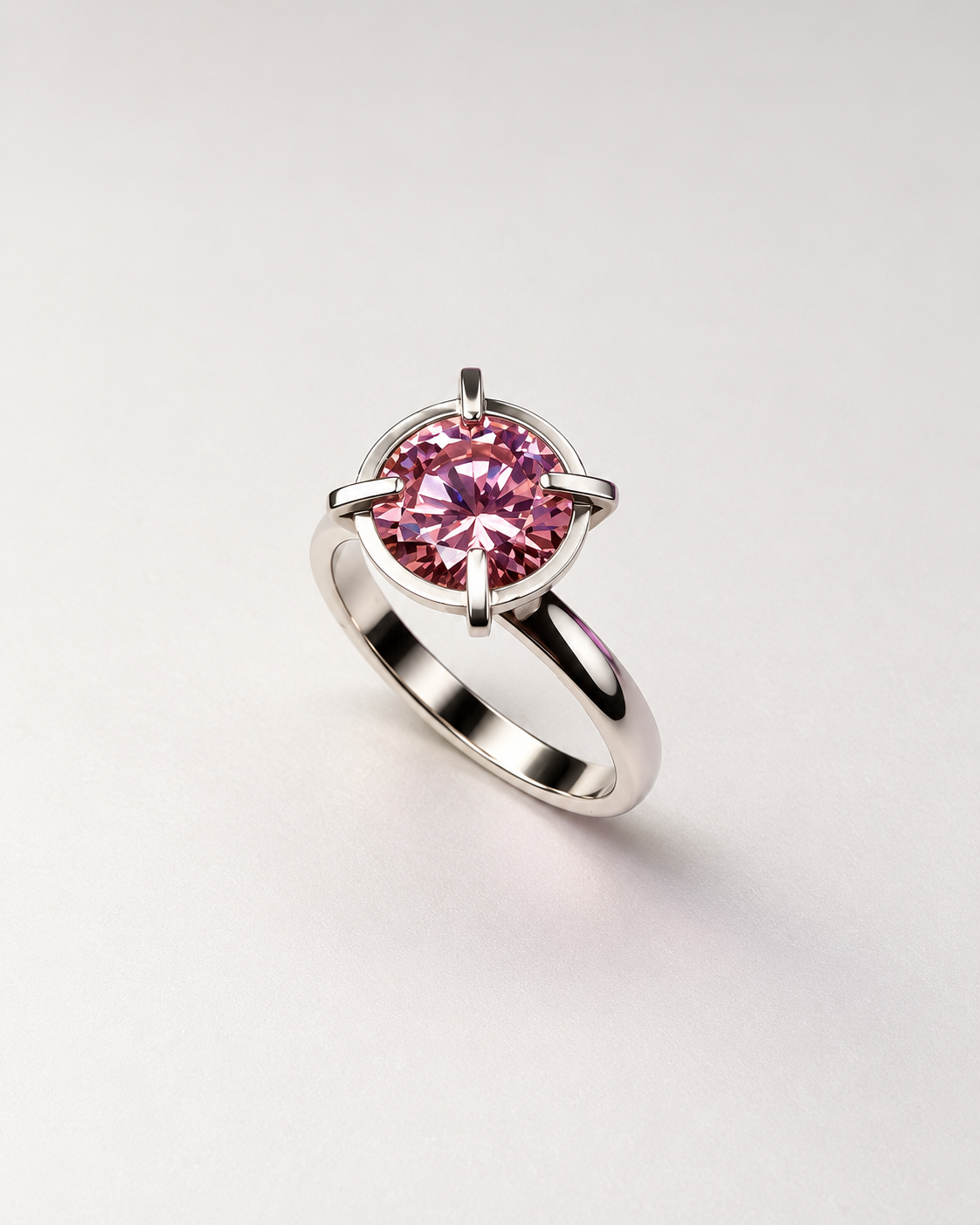 The Big Pink — Anillo de Autor en Plata .950 con Zirconia Rosa