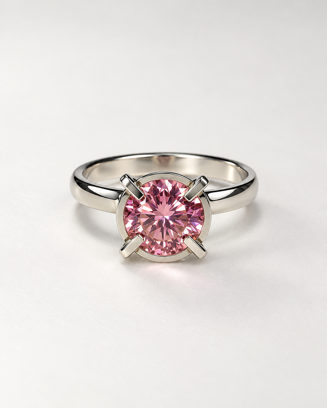 The Big Pink — Anillo de Autor en Plata .950 con Zirconia Rosa